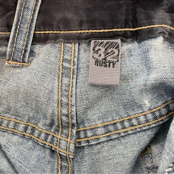 Rusty Distressed Classic Blue Denim Jeans Size 34 - Picture 8 of 13